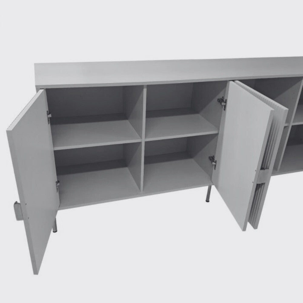 Madia Lotus 4 ante con frontali cannettati colore cashmere opaco 203.4x49x87.4H