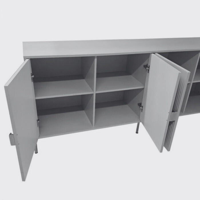 Madia Lotus 4 ante con frontali cannettati colore cashmere opaco 203.4x49x87.4H