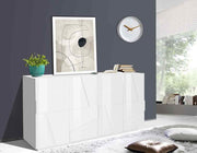Madia moderna con 4 ante dal disegno geometrico in finitura Bianco lucido, ZTCA46236608