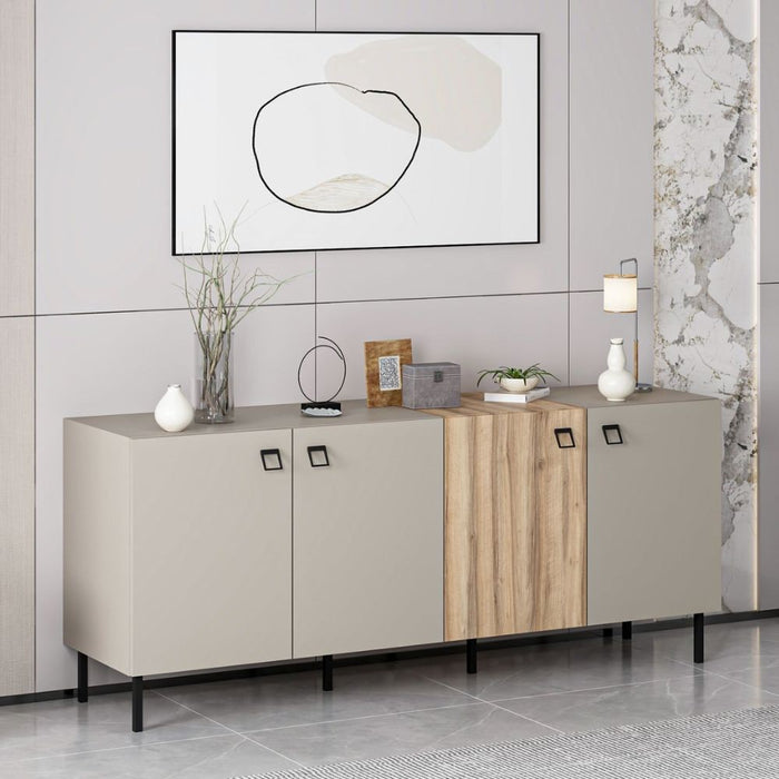 Madia Mila cashmere e rovere 180x47x75H – Eleganza e contrasto per un living raffinato