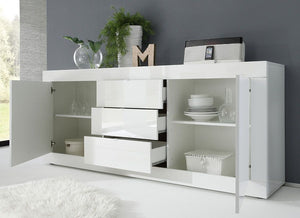 Credenza 3 cassetti e 2 ante Bianco Lucido, ZLCBSC-MDM-BB