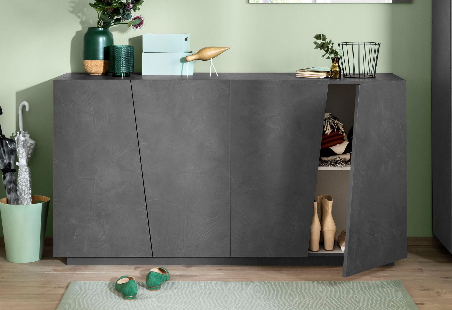 Madia credenza piccola, 4 ante Ardesia, ZTCVG26280458
