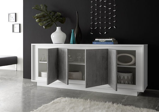 Credenza moderna Bianco Opaco e Beton, ZLCSKY-CBBE