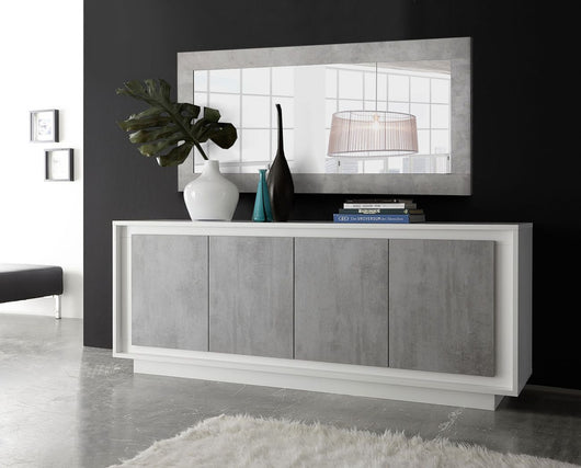 Credenza moderna Bianco Opaco e Beton, ZLCSKY-CBBE