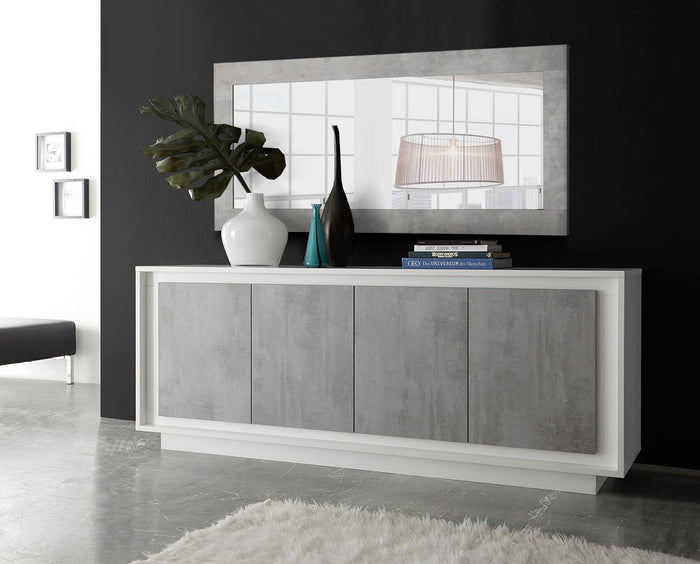 Credenza moderna Bianco Opaco e Beton, ZLCSKY-CBBE