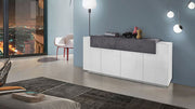 Madia moderna di design con ribalta in finitura Bianco lucido e Ardesia, ZTCNV84100711