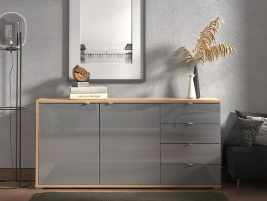 Madia per zona giorno moderna, finitura Grigio grafite e Rovere ZFM98311011