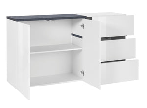 Madia moderna con 2 ante e 3 cassetti in finitura Bianco lucido e Ardesia, ZTC95866458