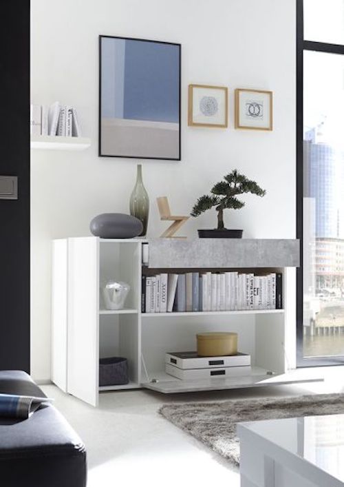 Credenza madia bianco lucido e beton ZLCNICEM
