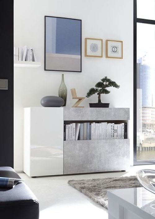 Credenza madia bianco lucido e beton ZLCNICEM