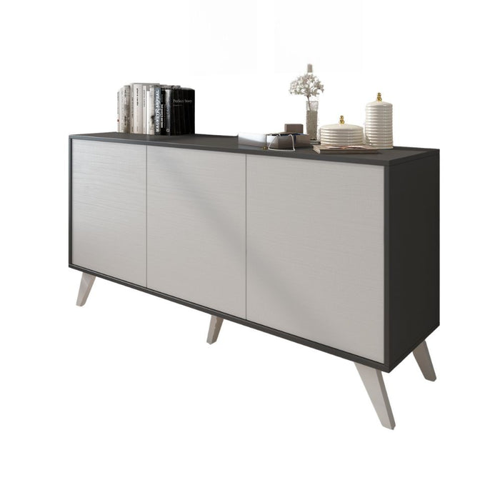 Madia Nimes 3 ante bianco rustico e struttura antracite 153,9x39,6x72H