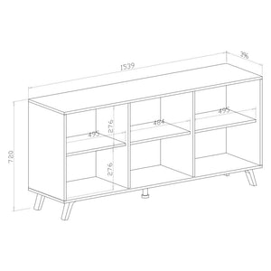 Madia Nimes 3 ante bianco rustico e struttura in olmo almeria 153,9x39,6x72H