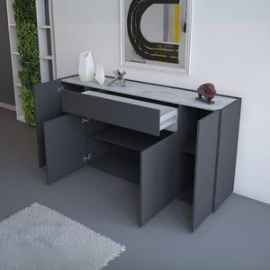 Madia Nordik 4 ante e 1 cassetto in antracite e bianco 170x39.6x85H – Stile e funzionalità