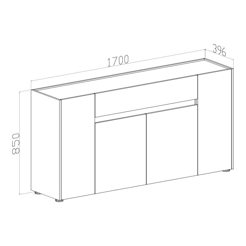 Madia Nordik 4 ante e 1 cassetto in noce e bianco spatolato 170x39.6x85H – Stile e funzionalità