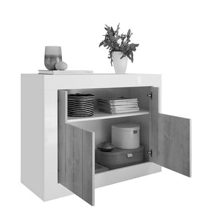 Madia moderna con 2 ante in finitura cemento e ossido ZLCURBMAD3-CO