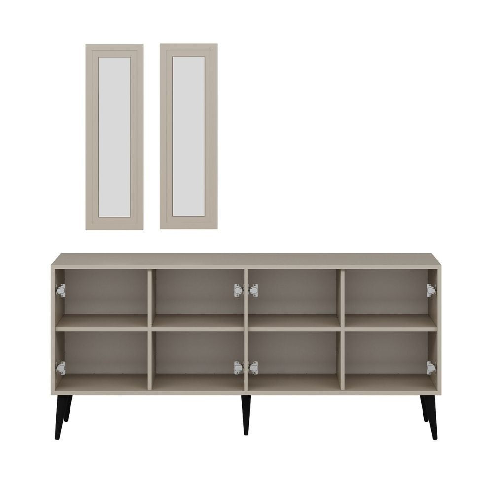 Madia Prime colore cashmere 180x45x80H con due specchi a parete