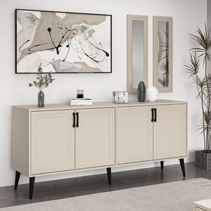 Madia Prime colore cashmere 180x45x80H con due specchi a parete