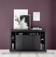 Credenze moderna di design a 3 ante, Nero frassinato, ZLCMADRIM06