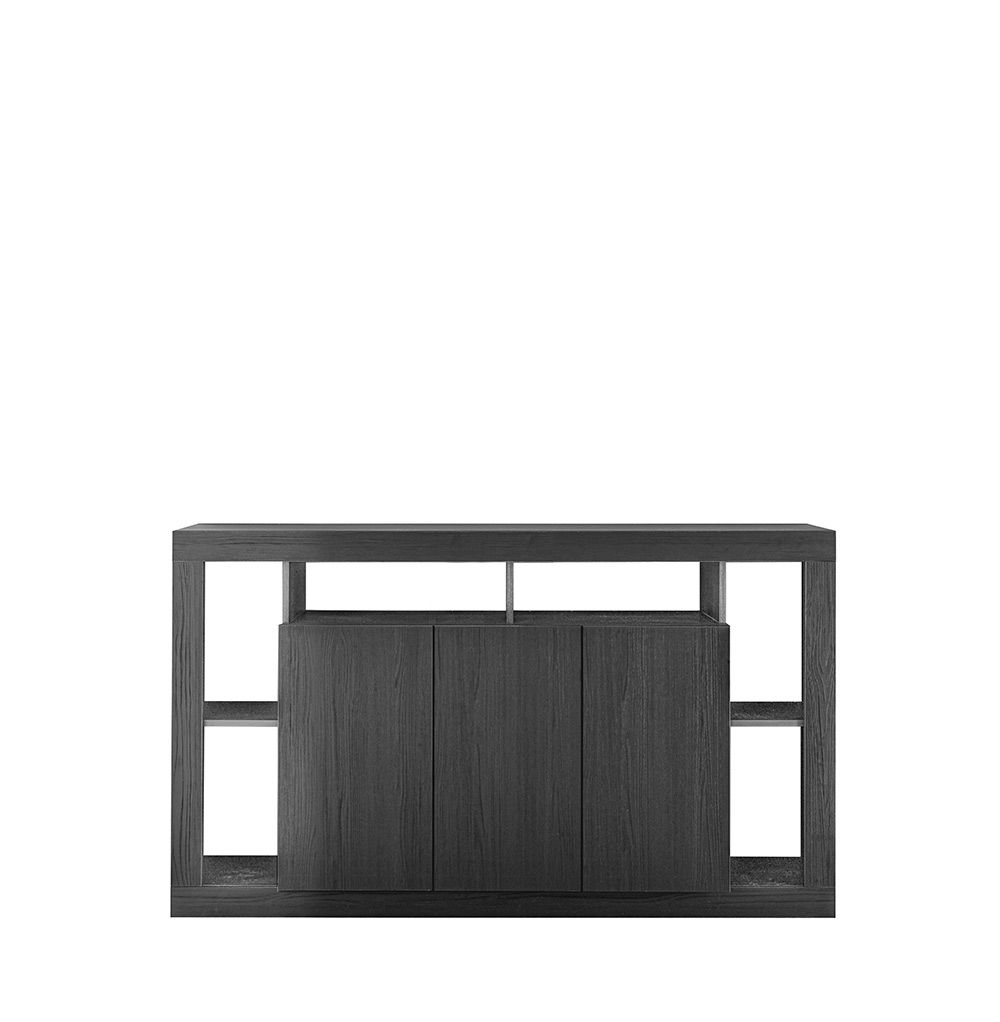 Credenze moderna di design a 3 ante, Nero frassinato, ZLCMADRIM06