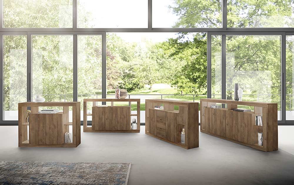 Spaziosa Credenza moderna di design a 2 ante e 3 cassetti, finitura Mercure, ZLCMADRIM07