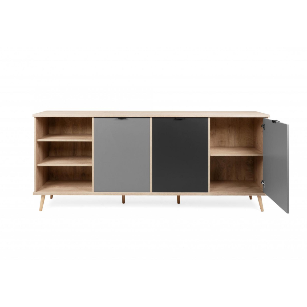 Madia 3 ante vano a giorno 209,6x40x88,3 Epik56 colore rovere antracite grigio