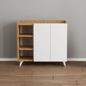 Madia rovere e bianco con 2 ante e vani a giorno Alary 90x35x82H