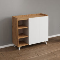 Madia rovere e bianco con 2 ante e vani a giorno Alary 90x35x82H