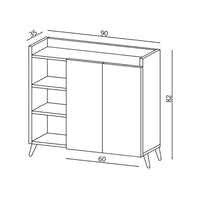Madia rovere e bianco con 2 ante e vani a giorno Alary 90x35x82H