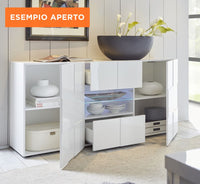 Credenza Moderna, Madia di Design, 2 ante e 2 cassetti, Grigio Lucido, ZLCMS-MD2A2CGR