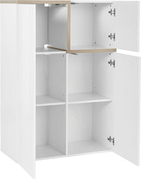 Madia moderna con 3 ante Bianco lucido e Pero, ZTC21787448