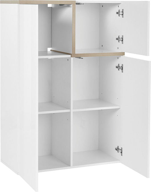 Madia moderna con 3 ante Bianco lucido e Pero, ZTC21787448