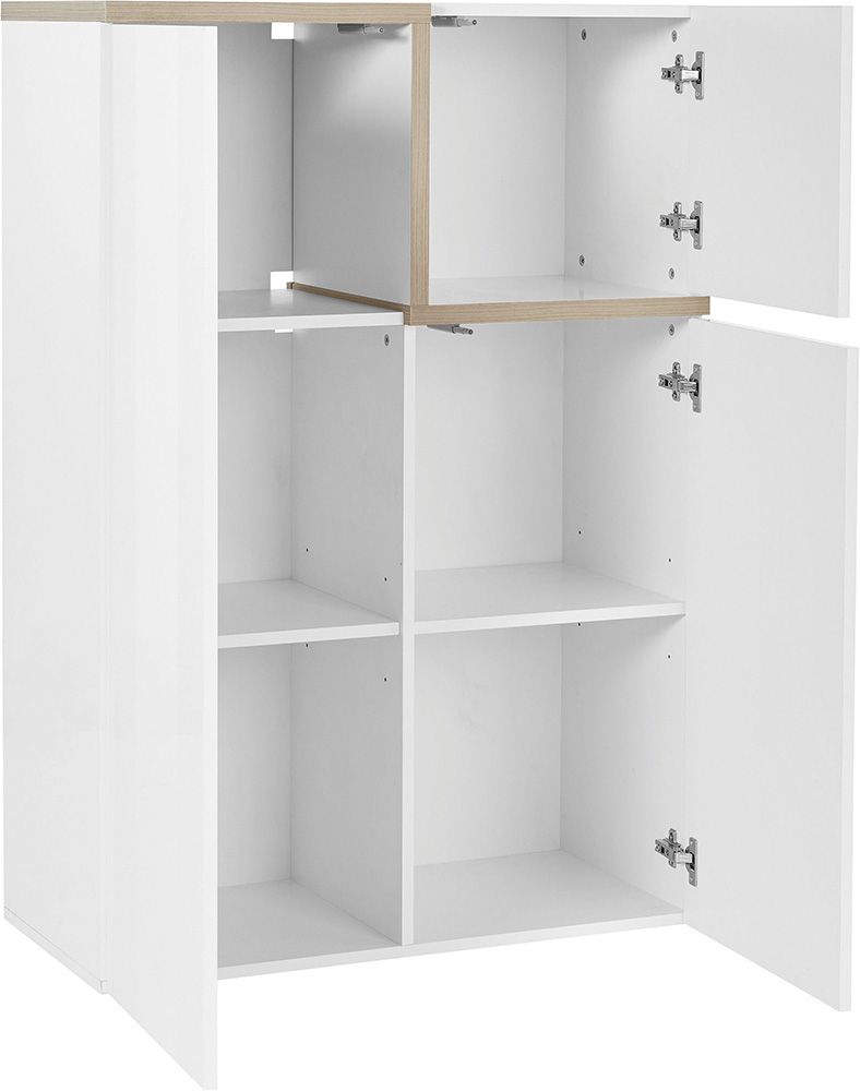 Madia moderna con 3 ante Bianco lucido e Pero, ZTC21787448