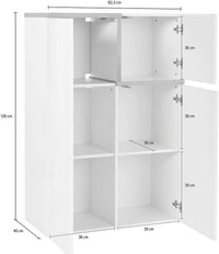 Madia moderna con 3 ante Bianco lucido e Pero, ZTC21787448