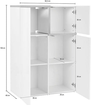 Madia moderna con 3 ante Bianco lucido e Pero, ZTC21787448