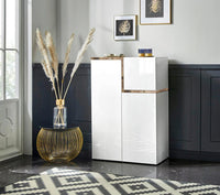 Madia moderna con 3 ante Bianco lucido e Pero, ZTC21787448