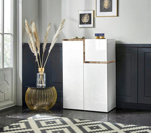 Madia moderna con 3 ante Bianco lucido e Pero, ZTC21787448