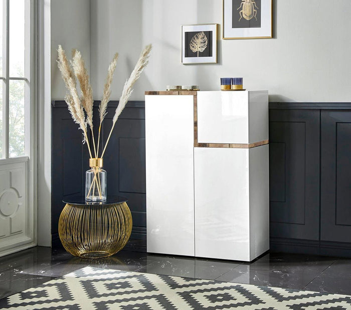 Madia moderna con 3 ante Bianco lucido e Pero, ZTC21787448