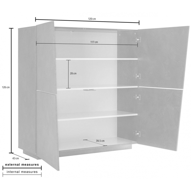 Madia Vega – 4 ante – 120x126x43 - Ardesia
