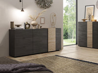 Madia moderna 2 ante 3 cassetti in Kadiz e Titanio ZLCVENMAD1