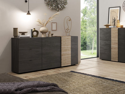 Madia moderna 2 ante 3 cassetti in Kadiz e Titanio ZLCVENMAD1