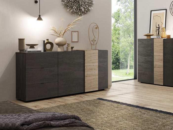 Madia moderna 2 ante 3 cassetti in Kadiz e Titanio ZLCVENMAD1