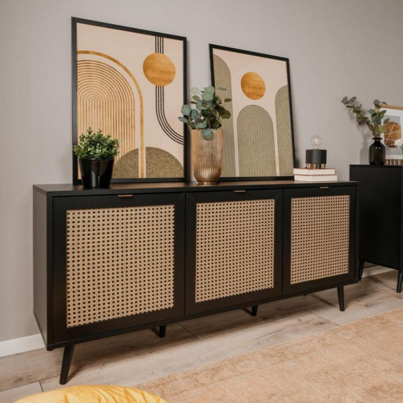 Madia Vienna51A 3 ante nera con frontali effetto vimini