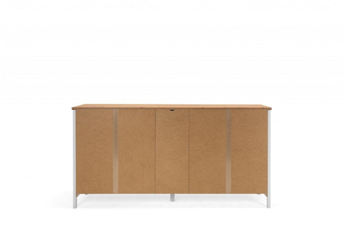 Madia credenza 4 ante, 3 cassetti,  bianco opaco e Quercia ZFRMC4A3CBOQA