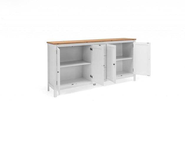 Madia credenza 4 ante, 3 cassetti,  bianco opaco e Quercia ZFRMC4A3CBOQA