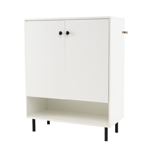 Madia buffet con ripiano regolabile e kit anti-ribaltamento-Armadio da cucina a 2 ante per sala da pranzo e soggiorno Bianco