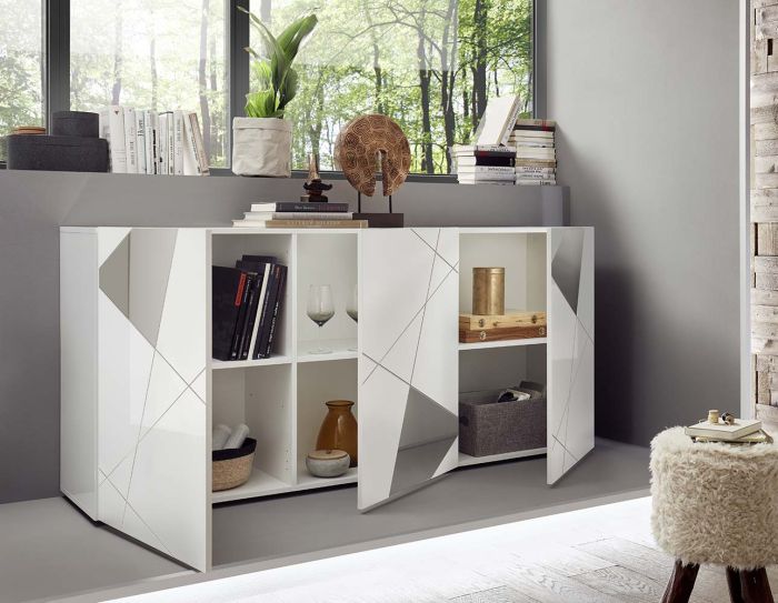 Mobile porta tv moderno Bianco lucido, ZLCMADPT