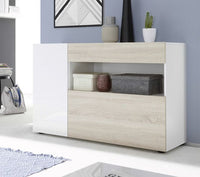 Credenza madia bianco lucido e rovere samoa, ZLCNICESMADRV