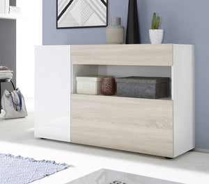 Credenza madia bianco lucido e rovere samoa, ZLCNICESMADRV