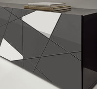 Credenza moderna serigrafata con 3 ante e specchi, Grigio lucido ZLCMADDIAN3-G