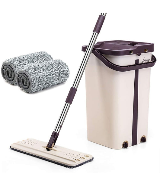 Magic Flat Mop Mocio In Microfibra Lavapavimenti Pratico Con Secchio Strizzatore         